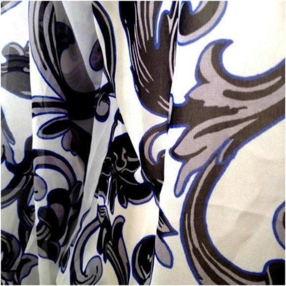 EXPRESS Tie Neck Sheer Blouse Bodysuit Deep V Neck - Picture 4 of 7